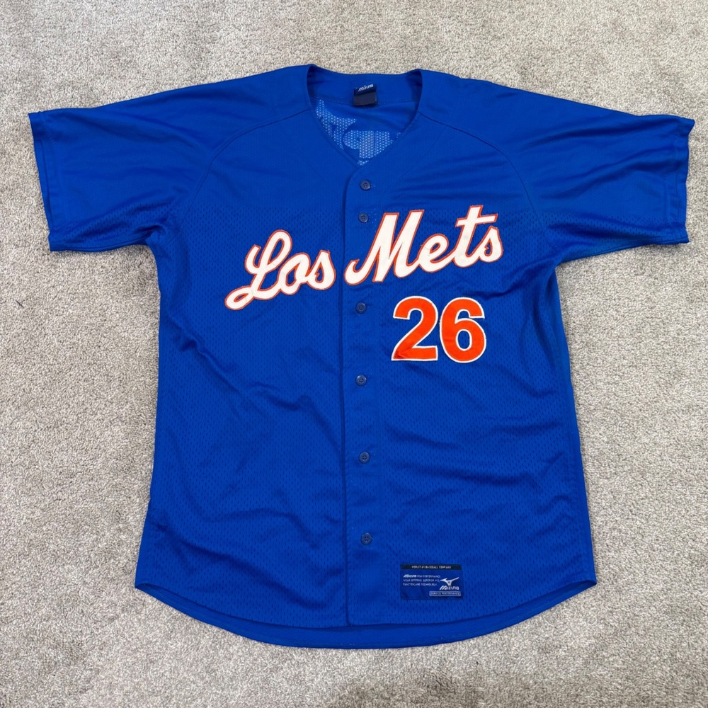 Mizuno Baseball Jersey Mets XL Blue Los Mets 26 Button Front Mesh Sportswear SEO